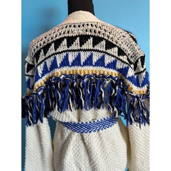 NWT Made in PERU MOTHER The Fringe Cardigan Sweater Alpaca Nylon S - Picture 5 of 13